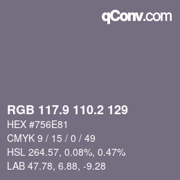 Color code: RGB 117.9 110.2 129 | qconv.com