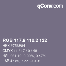 Color code: RGB 117.9 110.2 132 | qconv.com