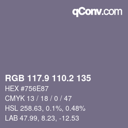 カラーコード: RGB 117.9 110.2 135 | qconv.com