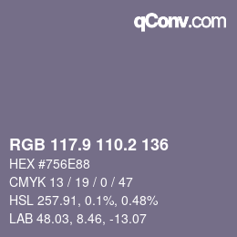 Color code: RGB 117.9 110.2 136 | qconv.com