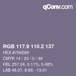 Color code: RGB 117.9 110.2 137 | qconv.com