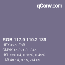 Color code: RGB 117.9 110.2 139 | qconv.com