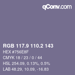 Color code: RGB 117.9 110.2 143 | qconv.com