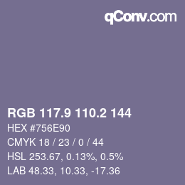 Farbcode: RGB 117.9 110.2 144 | qconv.com