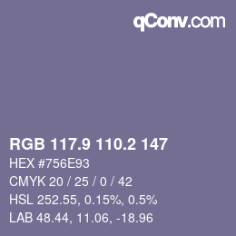 Color code: RGB 117.9 110.2 147 | qconv.com