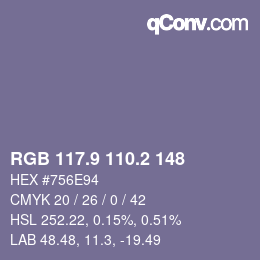 Color code: RGB 117.9 110.2 148 | qconv.com