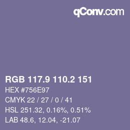 Color code: RGB 117.9 110.2 151 | qconv.com