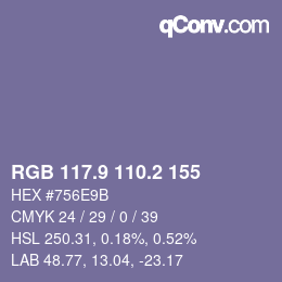 Color code: RGB 117.9 110.2 155 | qconv.com