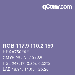 Color code: RGB 117.9 110.2 159 | qconv.com