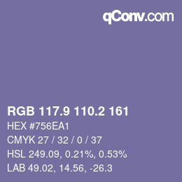 Color code: RGB 117.9 110.2 161 | qconv.com