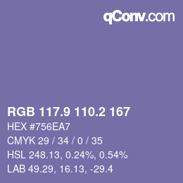 カラーコード: RGB 117.9 110.2 167 | qconv.com
