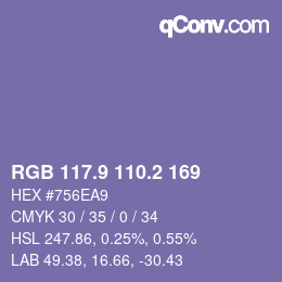 カラーコード: RGB 117.9 110.2 169 | qconv.com