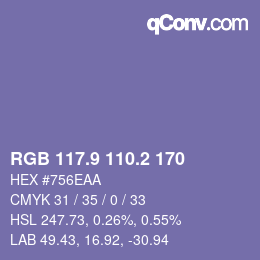 Color code: RGB 117.9 110.2 170 | qconv.com