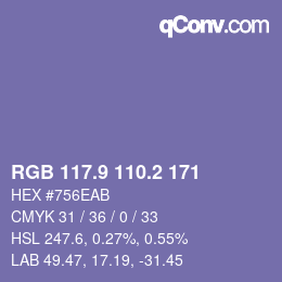 Color code: RGB 117.9 110.2 171 | qconv.com