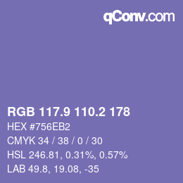 カラーコード: RGB 117.9 110.2 178 | qconv.com
