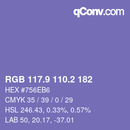 カラーコード: RGB 117.9 110.2 182 | qconv.com