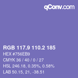 Color code: RGB 117.9 110.2 185 | qconv.com
