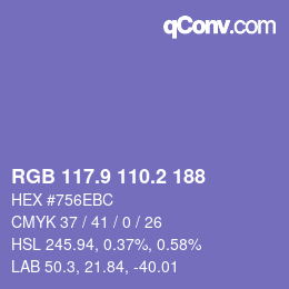 カラーコード: RGB 117.9 110.2 188 | qconv.com