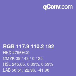 カラーコード: RGB 117.9 110.2 192 | qconv.com