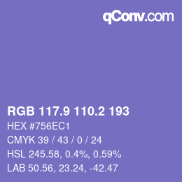 カラーコード: RGB 117.9 110.2 193 | qconv.com