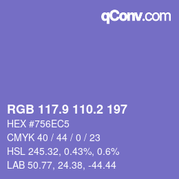 カラーコード: RGB 117.9 110.2 197 | qconv.com