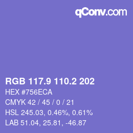 カラーコード: RGB 117.9 110.2 202 | qconv.com