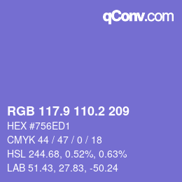 カラーコード: RGB 117.9 110.2 209 | qconv.com
