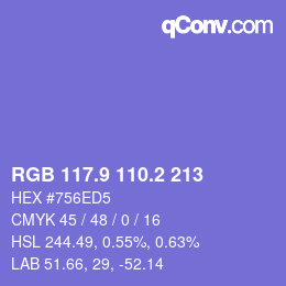 カラーコード: RGB 117.9 110.2 213 | qconv.com