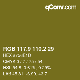 カラーコード: RGB 117.9 110.2 29 | qconv.com