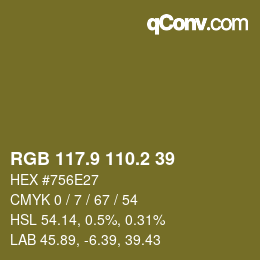 Color code: RGB 117.9 110.2 39 | qconv.com