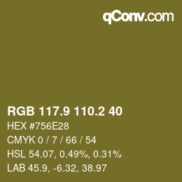 Color code: RGB 117.9 110.2 40 | qconv.com