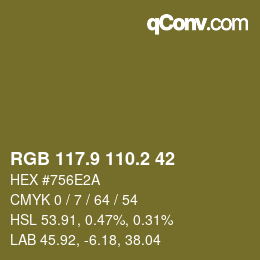 Color code: RGB 117.9 110.2 42 | qconv.com