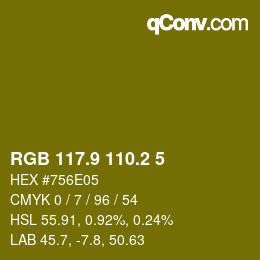 カラーコード: RGB 117.9 110.2 5 | qconv.com
