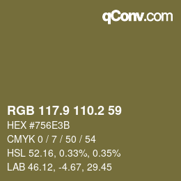 Color code: RGB 117.9 110.2 59 | qconv.com