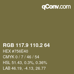 Color code: RGB 117.9 110.2 64 | qconv.com
