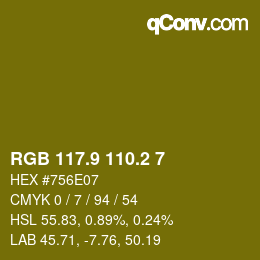 カラーコード: RGB 117.9 110.2 7 | qconv.com