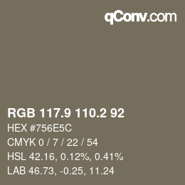 Color code: RGB 117.9 110.2 92 | qconv.com