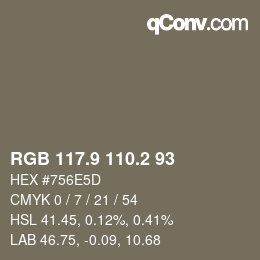 Color code: RGB 117.9 110.2 93 | qconv.com