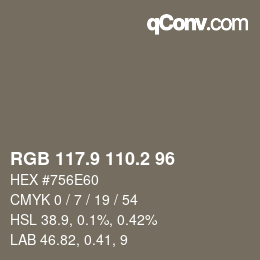 Color code: RGB 117.9 110.2 96 | qconv.com