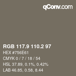 Color code: RGB 117.9 110.2 97 | qconv.com