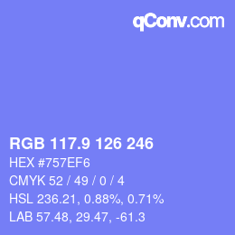 カラーコード: RGB 117.9 126 246 | qconv.com