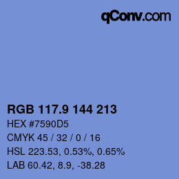 カラーコード: RGB 117.9 144 213 | qconv.com