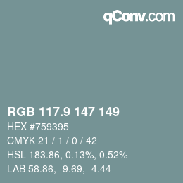 カラーコード: RGB 117.9 147 149 | qconv.com