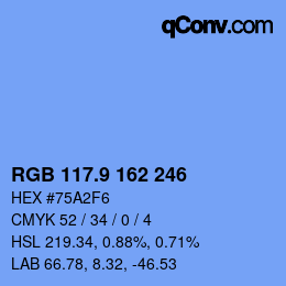 カラーコード: RGB 117.9 162 246 | qconv.com