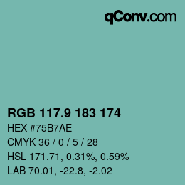 Color code: RGB 117.9 183 174 | qconv.com