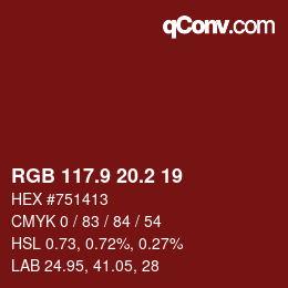 Color code: RGB 117.9 20.2 19 | qconv.com