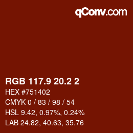 カラーコード: RGB 117.9 20.2 2 | qconv.com
