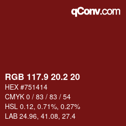 Color code: RGB 117.9 20.2 20 | qconv.com