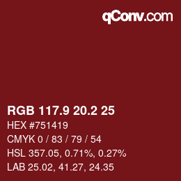 Color code: RGB 117.9 20.2 25 | qconv.com
