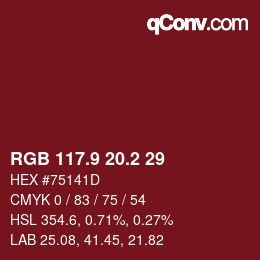 Color code: RGB 117.9 20.2 29 | qconv.com